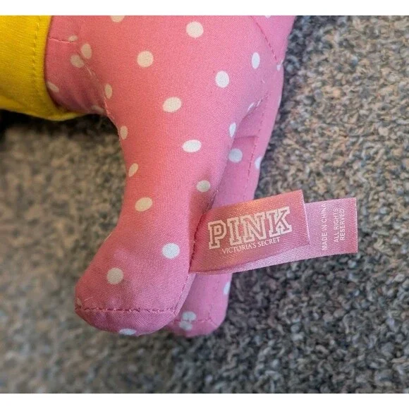 Victoria's Secret Pink Spotted Dog 7” Plush Peace Heart Yellow Shirt 2009 - Picture 7 of 9